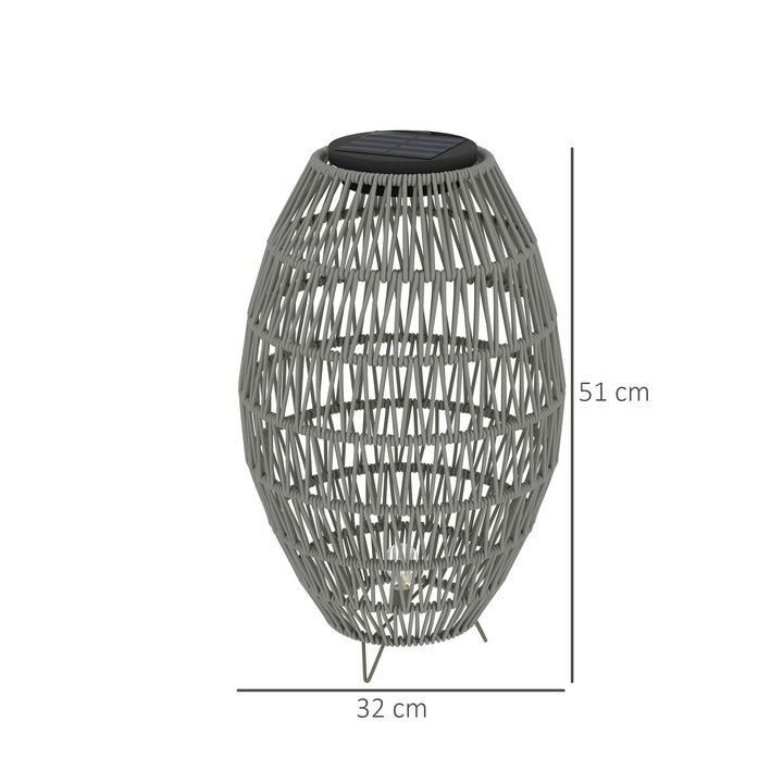 Rattan Solar Lamp, Garden Solar Lantern with Auto On/Off Light, IP44 Waterproof, Decorative Outdoor Rattan Lamp for Porch, Pathway, Grey