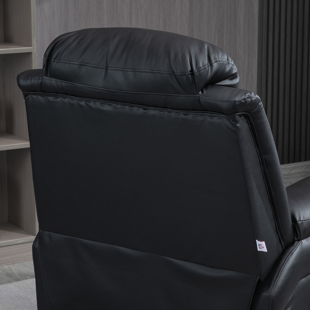 Power Lift Chair Recliner for Elderly, Electric Recliner Chair, Overstuffed Faux Leather Riser and Reclining Armchair with Remote Control, Side Pockets, for Living Room, Black