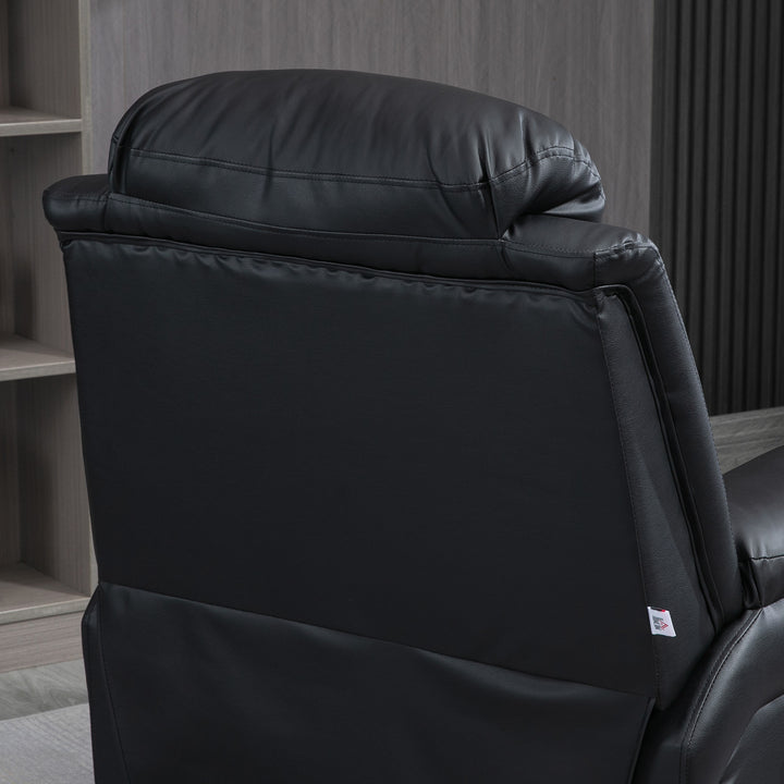 Power Lift Chair Recliner for Elderly, Electric Recliner Chair, Overstuffed Faux Leather Riser and Reclining Armchair with Remote Control, Side Pockets, for Living Room, Black