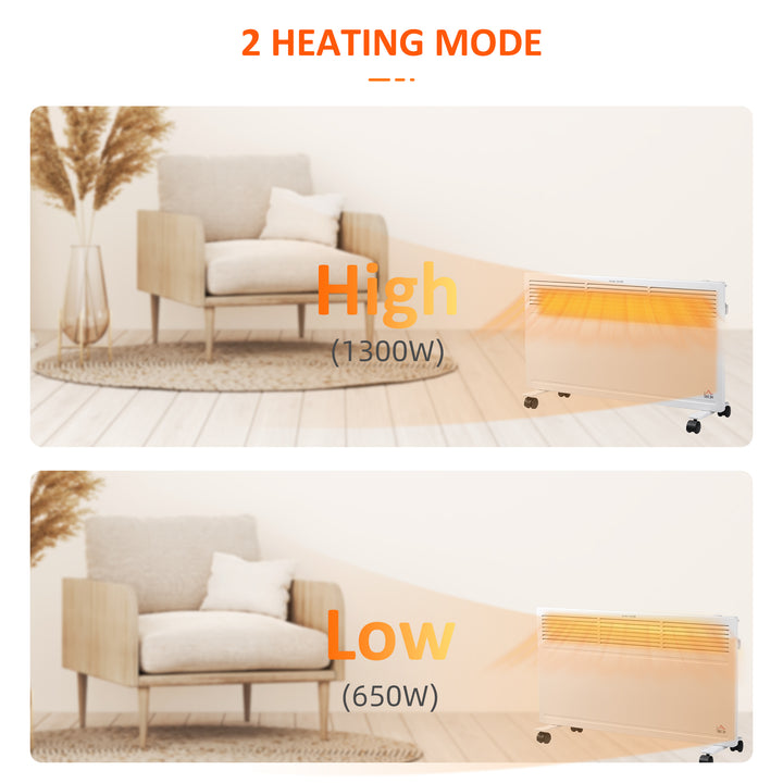 POWER Convector Radiator Freestanding or Wall-mounted Heating with 2 Heat Settings Safety Cut-Off, White