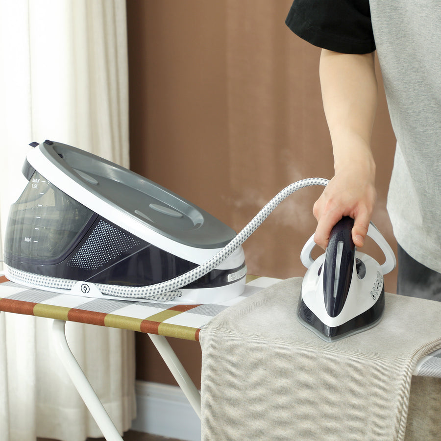Steam Generator Iron with ECO Mode, Self-Cleaning, Powerful Vertical Steam, Automatic Shut-Off, Ceramic Non-stick Soleplate, Large 1.5L Detachable Water Tank, 8 Bar, 2600W, Blue