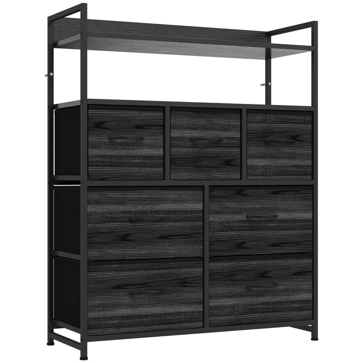 Chest of Drawers, Bedroom Fabric Dresser with 7 Drawers, Storage - Black