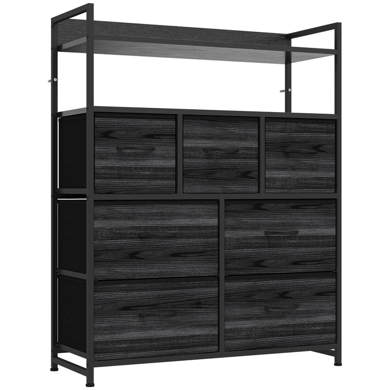 Chest of Drawers, Bedroom Fabric Dresser with 7 Drawers, Storage - Black