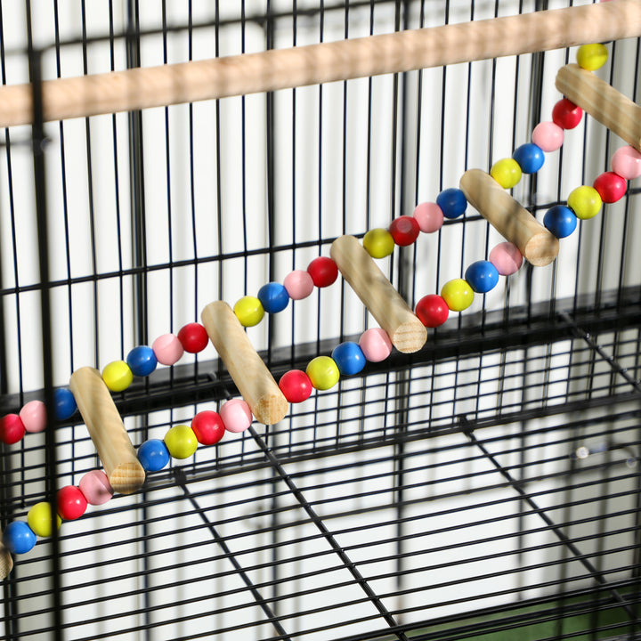 Large Bird Cage Budgie Cage with Stand, Toys, Wheels, Accessories, Storage Shelf for Canaries, Finches, Lovebirds, Parakeets - Black, 79 x 49 x 133 cm