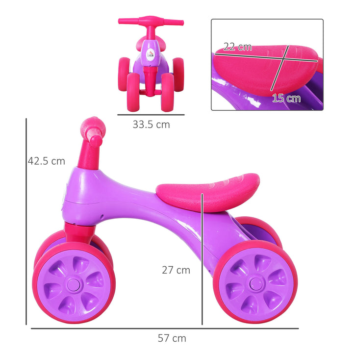 MCL Baby Balance Bike Toddler Training Walker Smooth Rubber Wheels Ride on Toy Storage Bin Gift for Boys Girls Violet Fuchsia