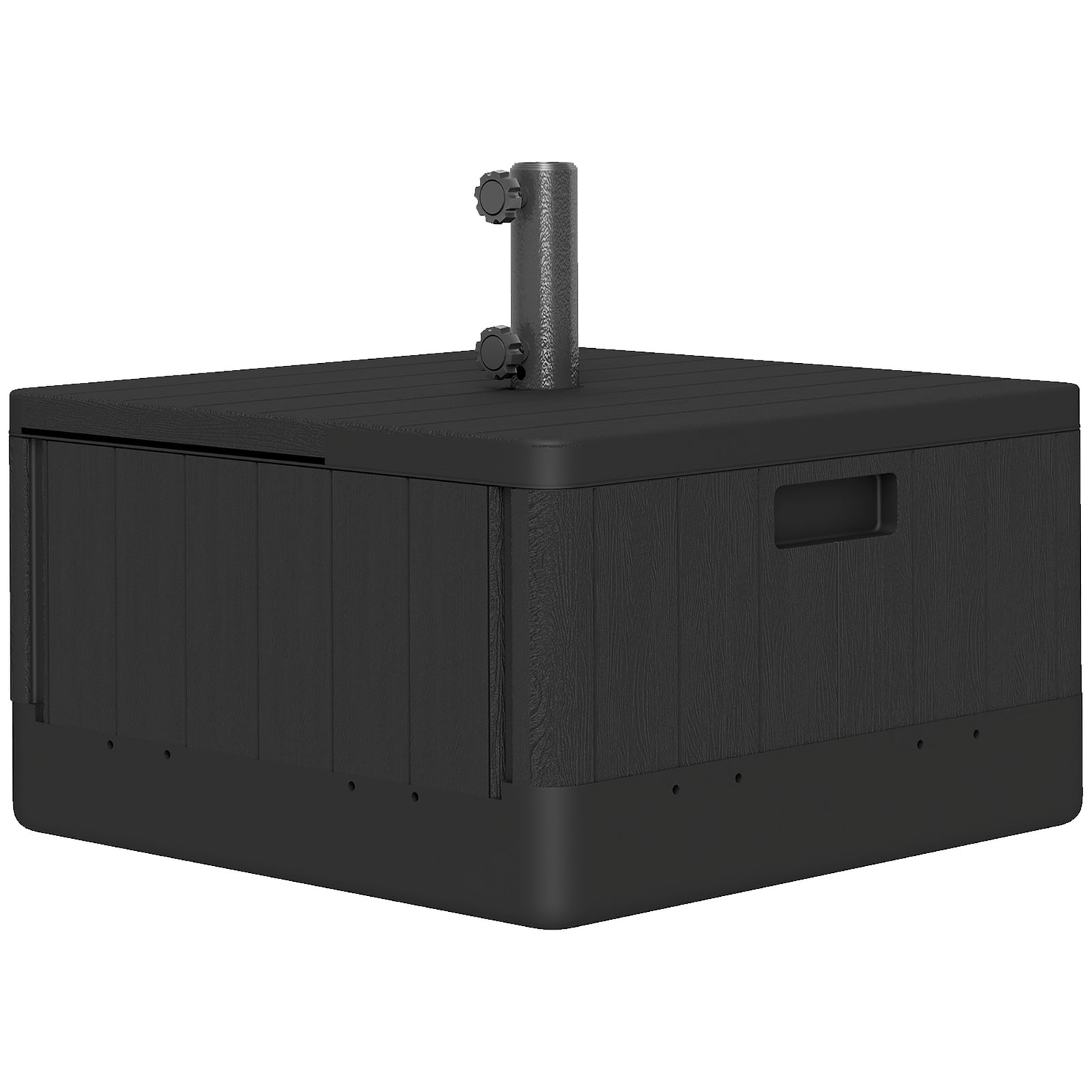 Garden Parasol Base Outdoor Umbrella Stand with Wheels Handles, Garden Umbrella Base, Filled Up to 80kg with Stand or 50kg with Water for 38, 48 mm Poles, Black