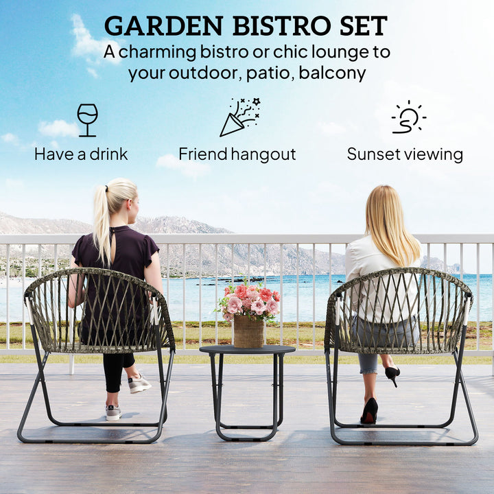 Patio Bistro Set, Folding Patio Furniture Set with 2 Chairs and Table,