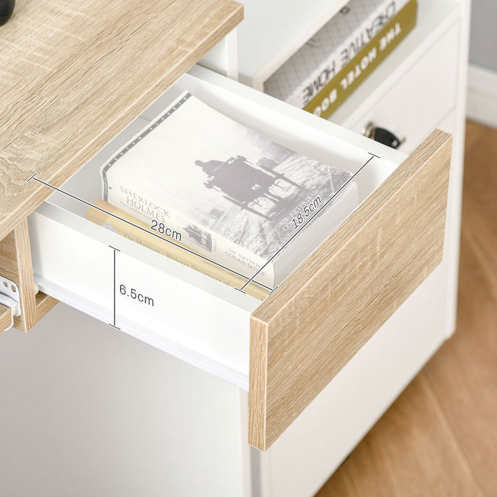 MCL 80cm Compact Computer Desk with Keyboard Tray, Home Office Desk with Drawer for Bedroom Study, Oak