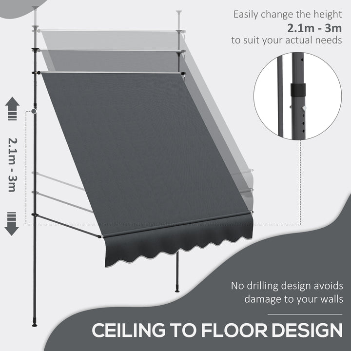 2 x 1.2m Manual Retractable Awning - Grey
