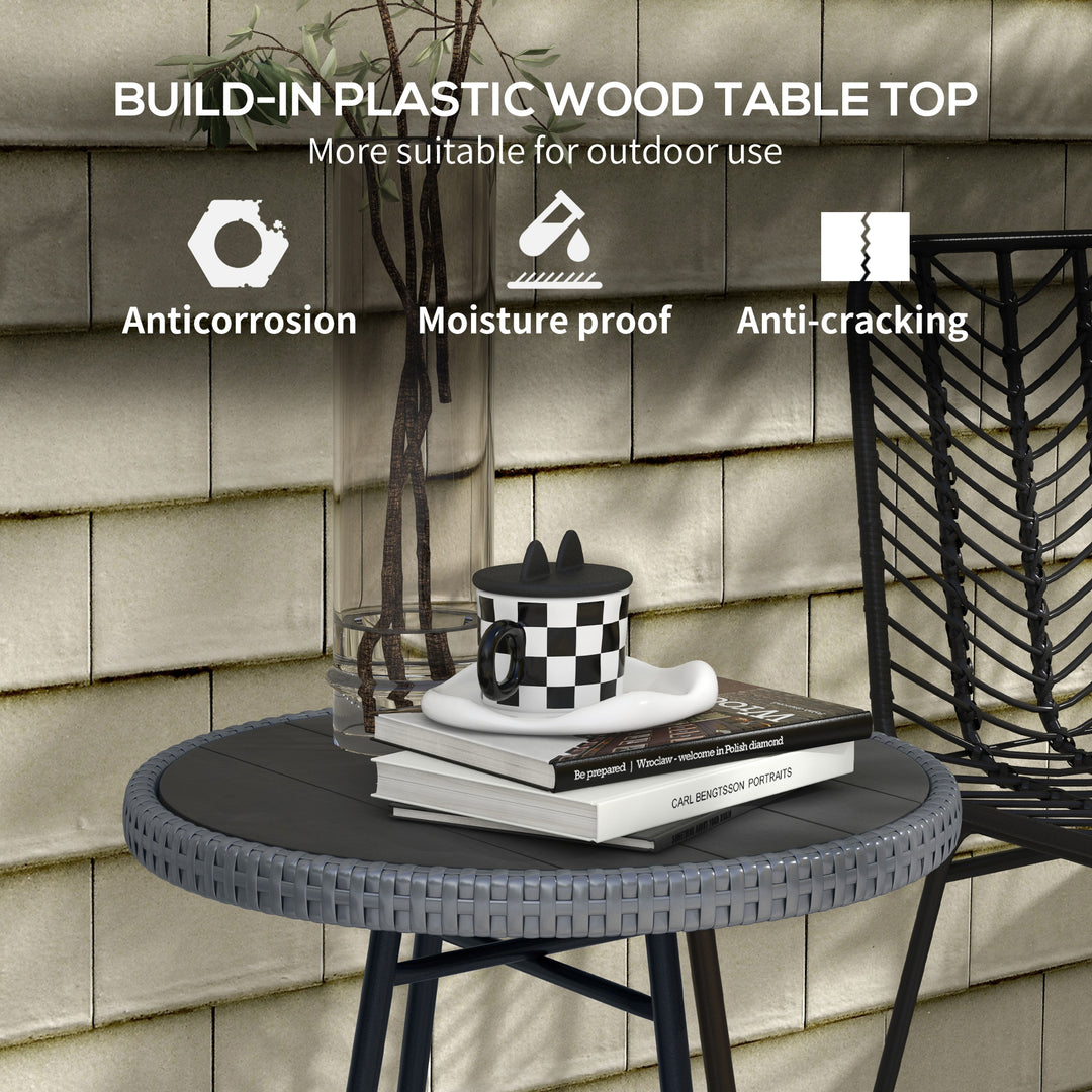 Rattan Border Outdoor Side Table - Grey