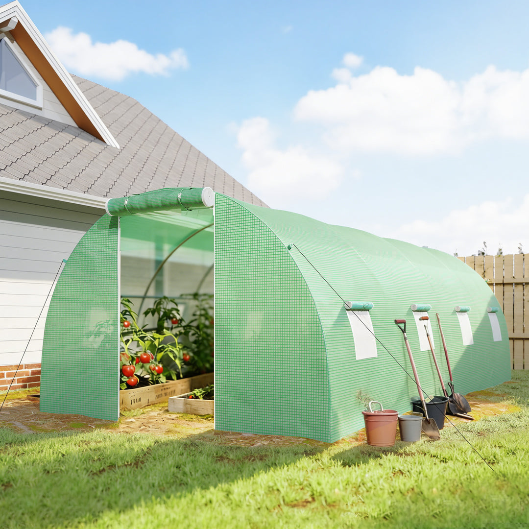 6 x 3 m Walk-in Polytunnel Greenhouse, Zipped Roll-Up Door, 8 Mesh - view 2