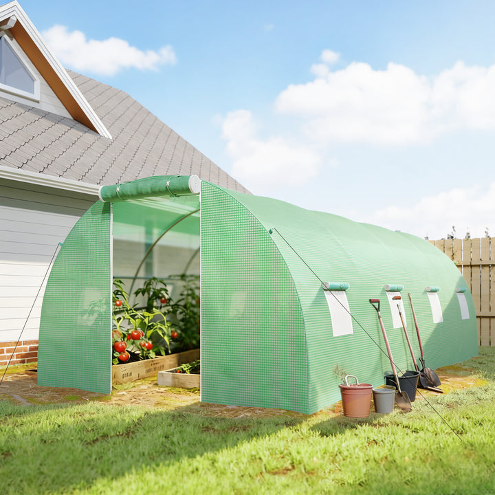 6 x 3 m Walk-in Polytunnel Greenhouse, Zipped Roll-Up Door, 8 Mesh - view 2