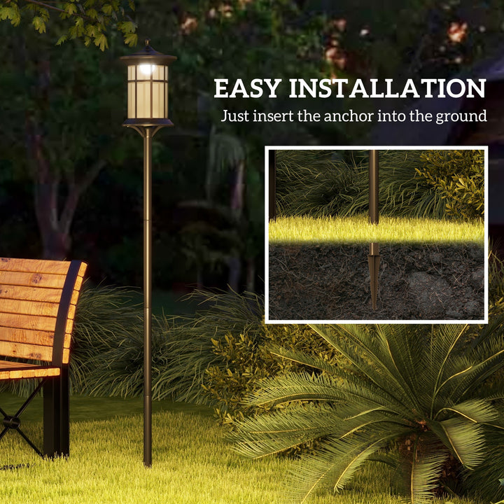 Set of Two 1.8m Traditional Style Solar Lamp Posts - Black