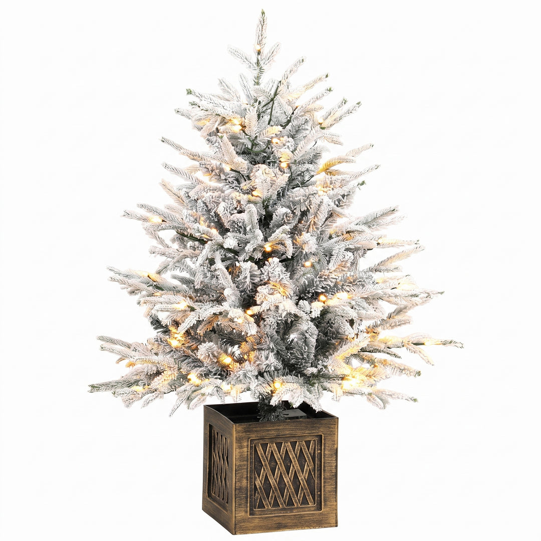 90 cm Prelit Flocked Table Christmas Tree, Artificial Christmas Tree