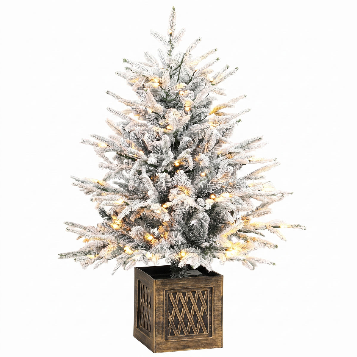 90 cm Prelit Flocked Table Christmas Tree, Artificial Christmas Tree