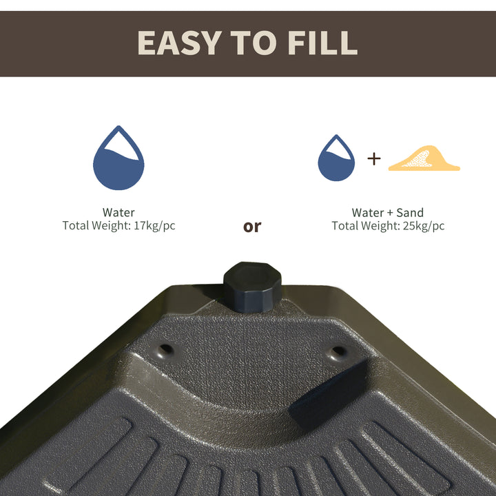 Outsunny Set of 4 Fillable Parasol Weights - 100kg