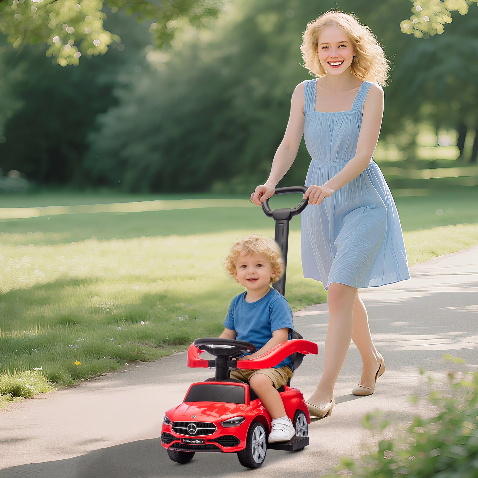 2 in 1 Baby Ride on Push Car Mercedes-Benz C-Class Licensed Walker Foo