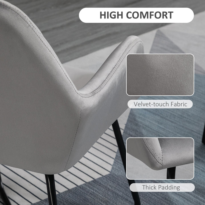 Modern ArmChair HOMCOM Upholstered Accent Chair with Metal Base for Living Room Grey | Aosom UK