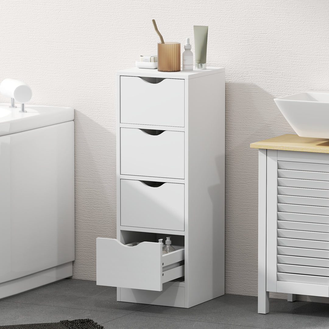 4-Drawer Bathroom Cabinet, Freestanding Narrow Storage Cabinet with Gr