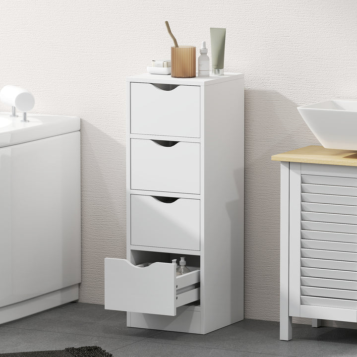 4-Drawer Bathroom Cabinet, Freestanding Narrow Storage Cabinet with Gr