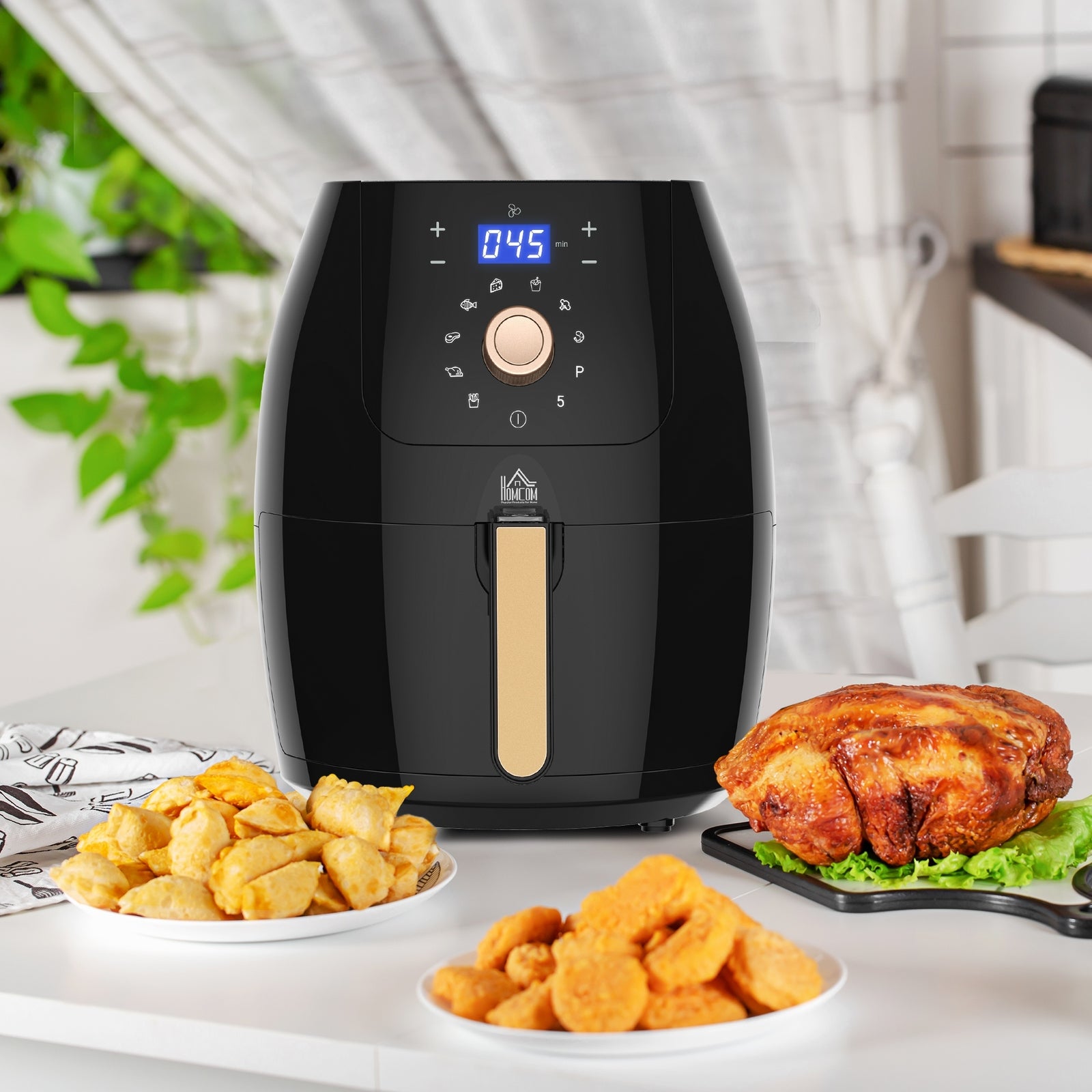 5.5L 1700W Air Fryer, with Digital Display, 80-200℃ Temperature