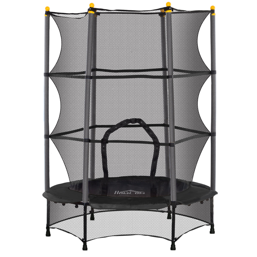 4.6FT/55" Kids Trampoline with Safety Enclosure, Outdoor Indoor Use, for Ages 3-10 Years, Black