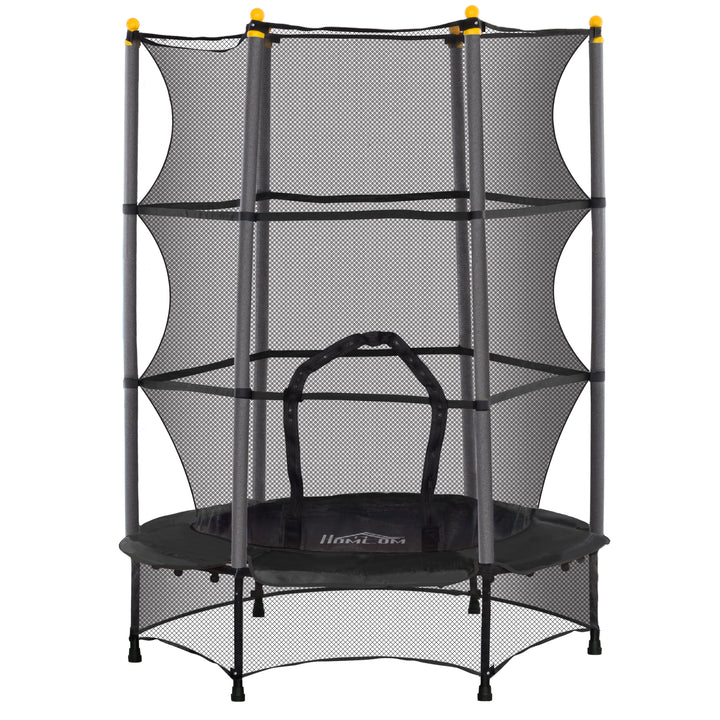 4.6FT/55" Kids Trampoline with Safety Enclosure, Outdoor Indoor Use, for Ages 3-10 Years, Black