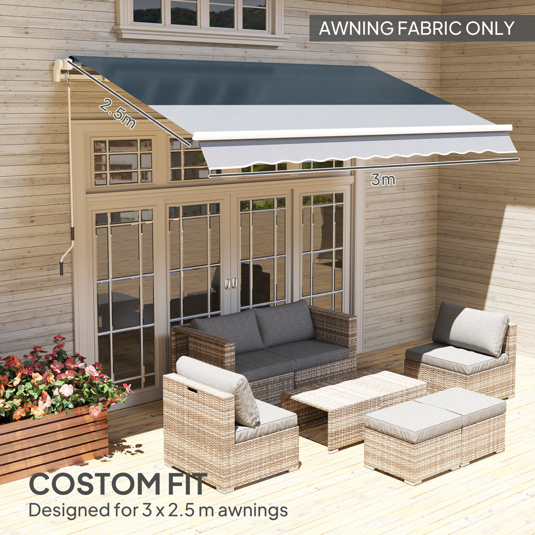 Awning Replacement Canopy, Water Resistant UPF 50+ Sun Shade Cover for 3 x 2.5 m Garden Awning (Fabric Only), Grey