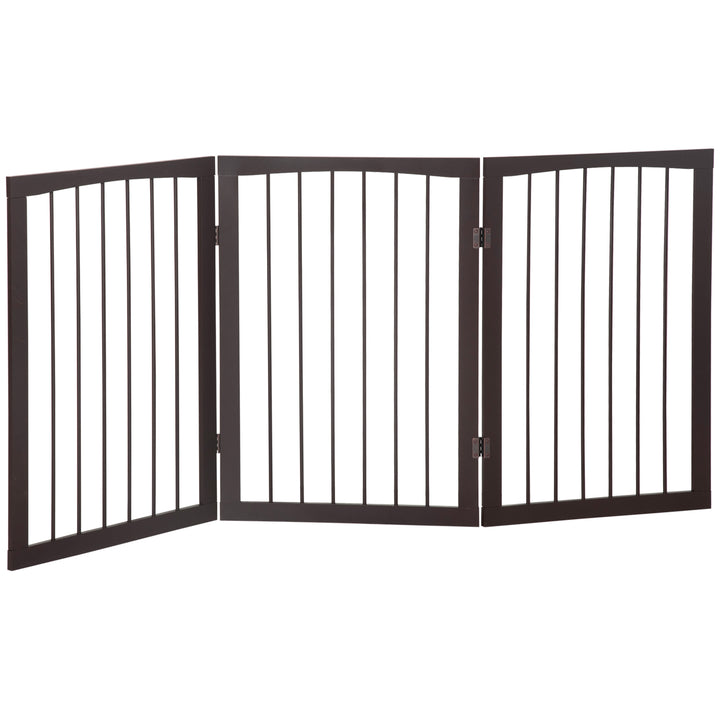 PawHut Folding 3 Panel Pet Gate Wooden Foldable Dog Fence Indoor Free Standing Safety Gate Portable Separation Pet Barrier Guard | Aosom UK