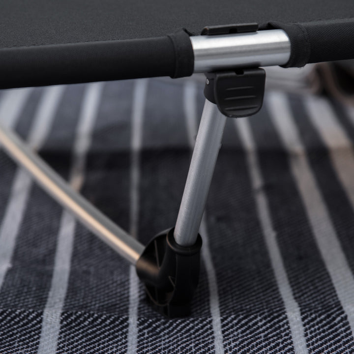 MCL Lightweight Camping Bed, Aluminium Portable Camp Cot w/ Strong Support 150kg and Carry Bag for Camping, Black