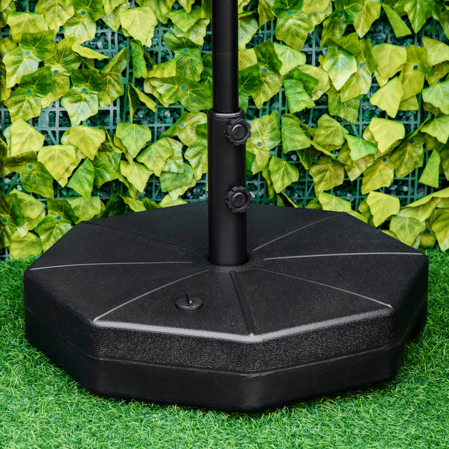 Octagonal Garden Parasol Base Holder Outdoor Market Umbrella Stand Weights, Up to 28kg Water Filled or 40kg Sand Filled, Black