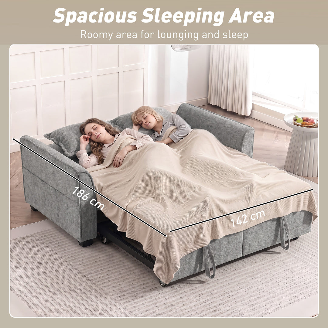 2 Seater Sofa Bed, 4-in-1 L-Shaped Convertible Pull-Out Sleeper Sofa w