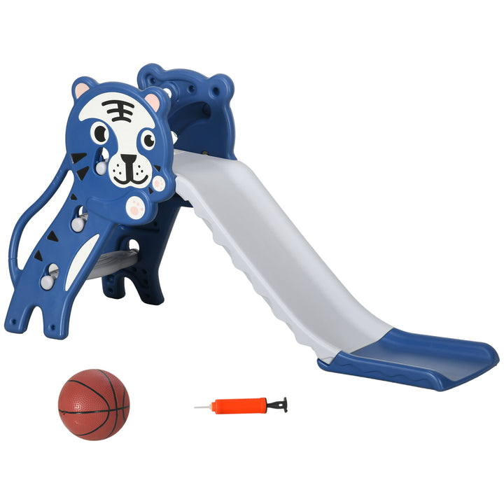 AIYAPLAY 2 in 1 Baby Slide for Indoor Use with Basketball Hoop, Basketball, for Ages 18-36 Months - Blue