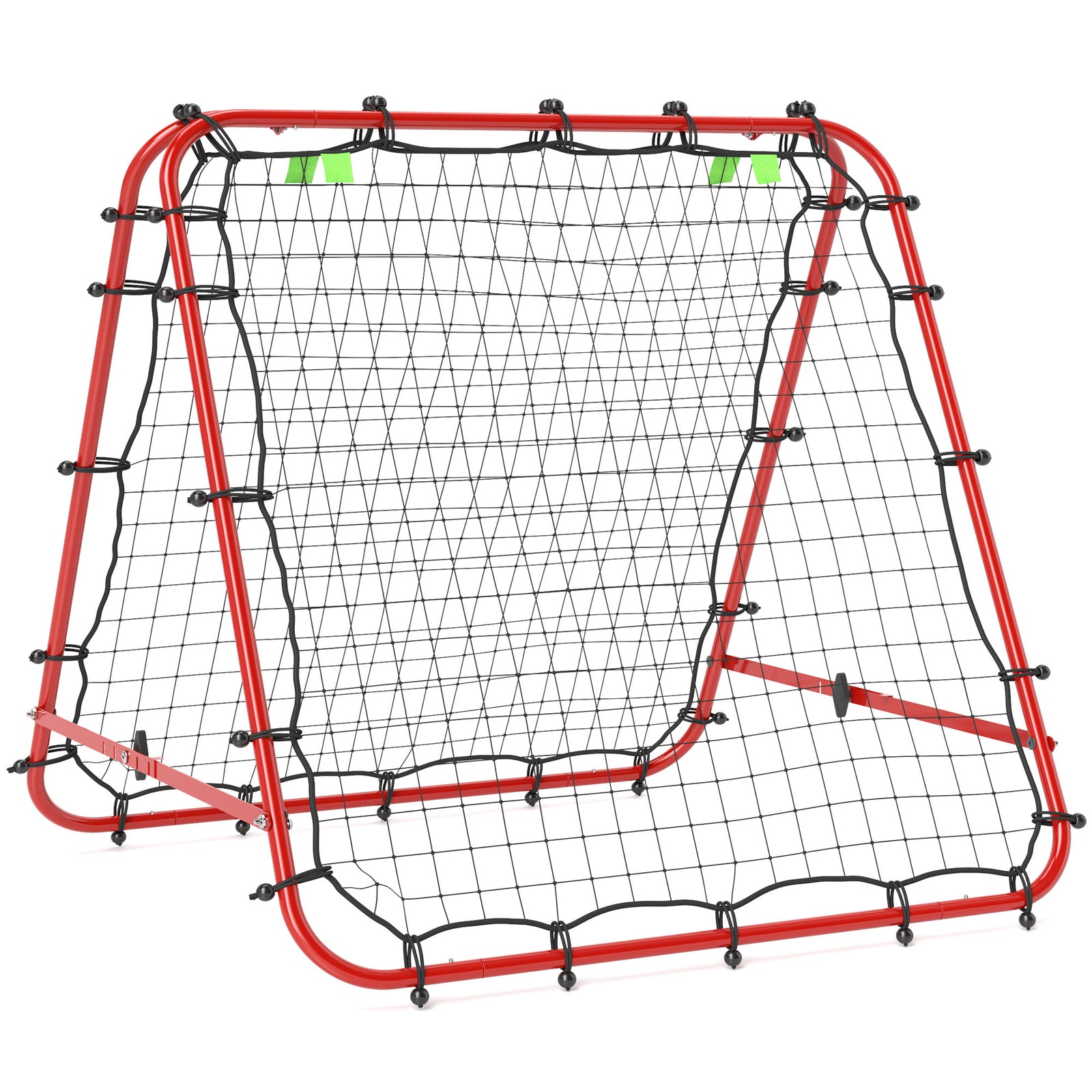 Double Sided Football Rebounder Net, Football Rebound Goal with Five Adjustable Angles, Red