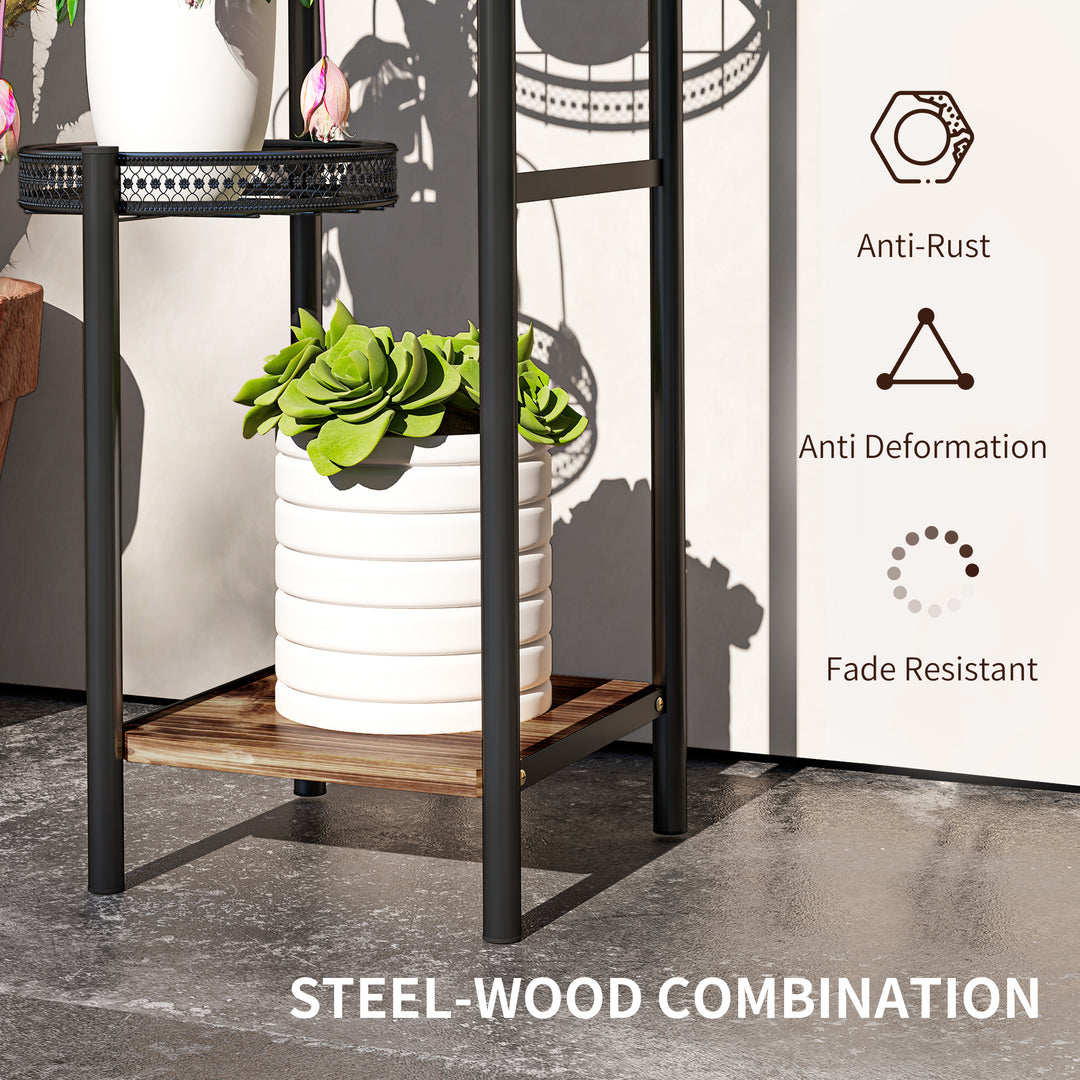 Four-Tier Steel Plant Stand - Black