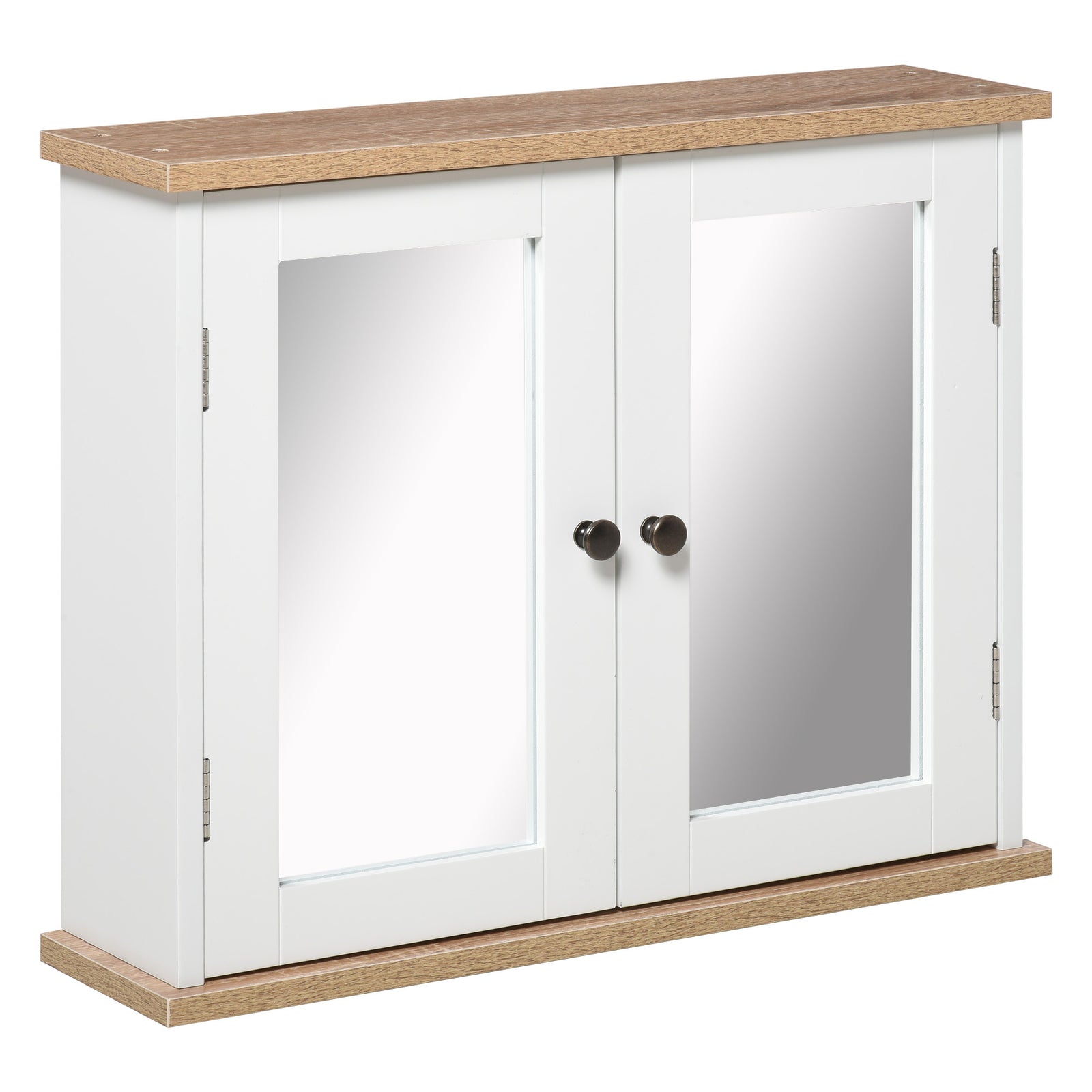 Bathroom Mirror Cabinet Wall Mounted Storage Cupboard with Double Door and Adjustable Shelf, White