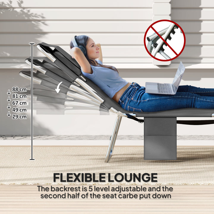 Reclining Face Hole Sun Lounger - Dark Grey