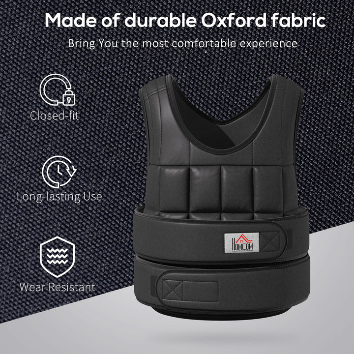 15kg Weighted Vest, Adjustable Running Weight Vest with 38 Weight Bags for Men or Women Cardio Exercise, Black