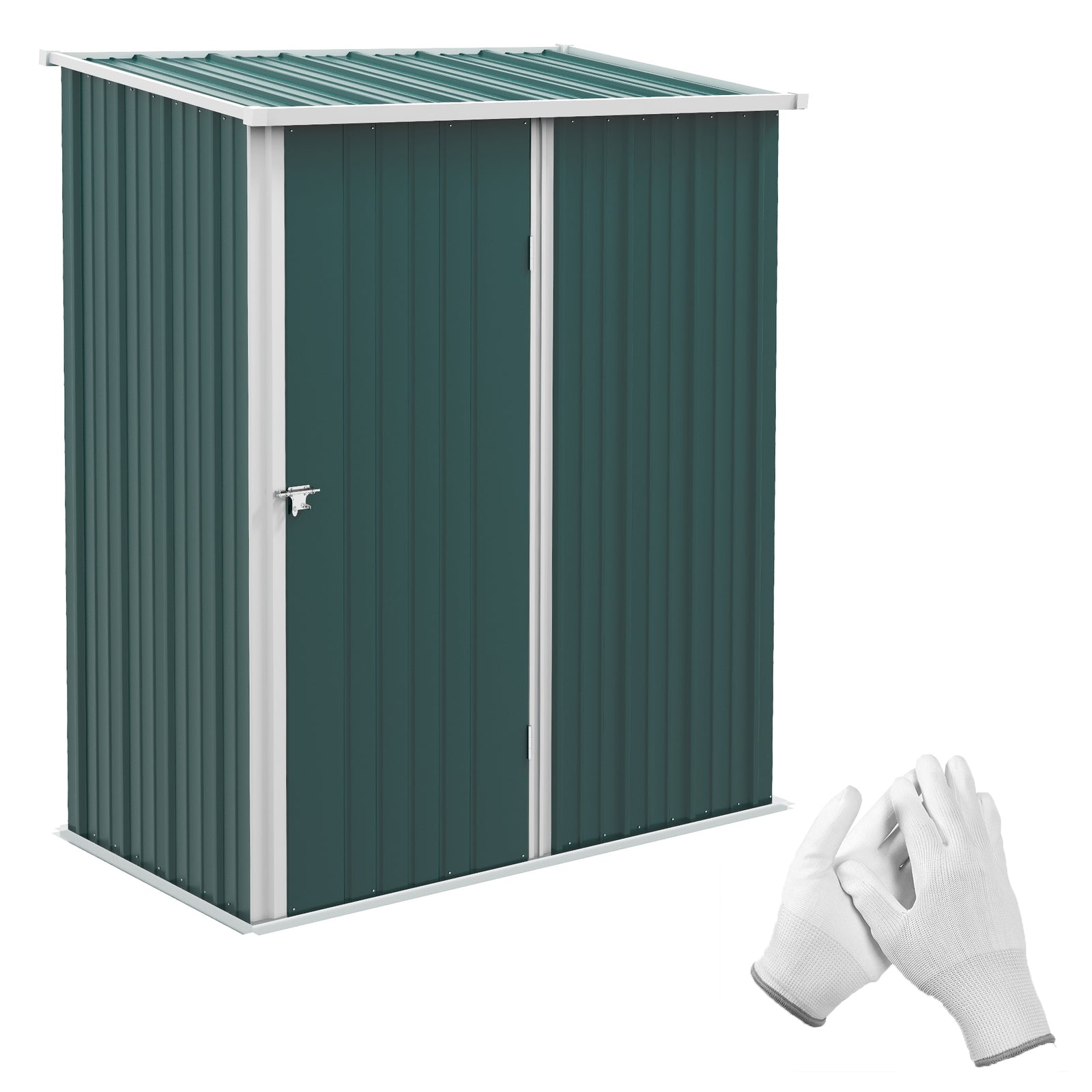 5.3 x 3.1ft Corrugated Steel Garden Shed - Green