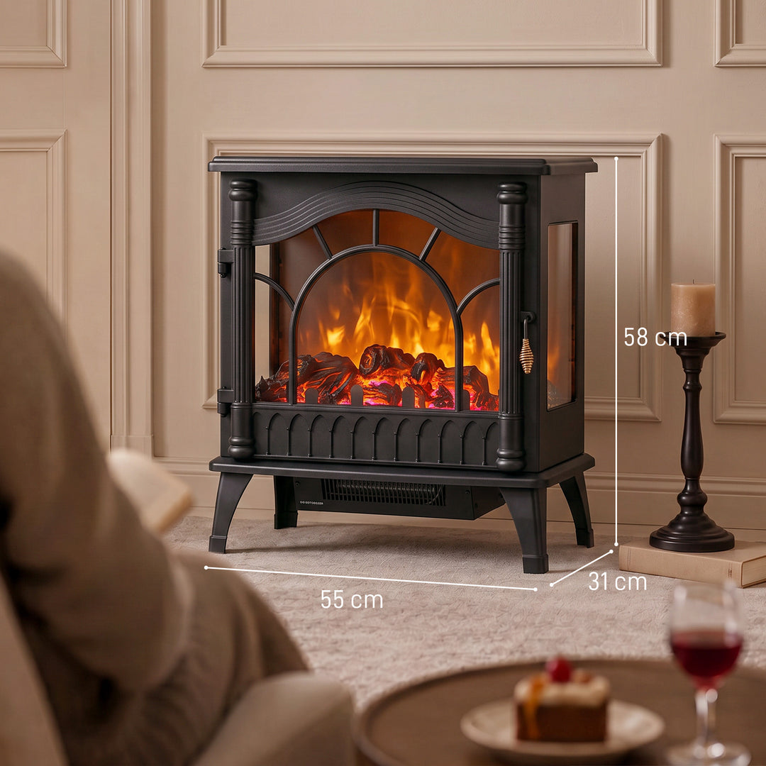 3-Sided Glass Electric Fire Fan Heater, Electric Fireplace Stove - view 3