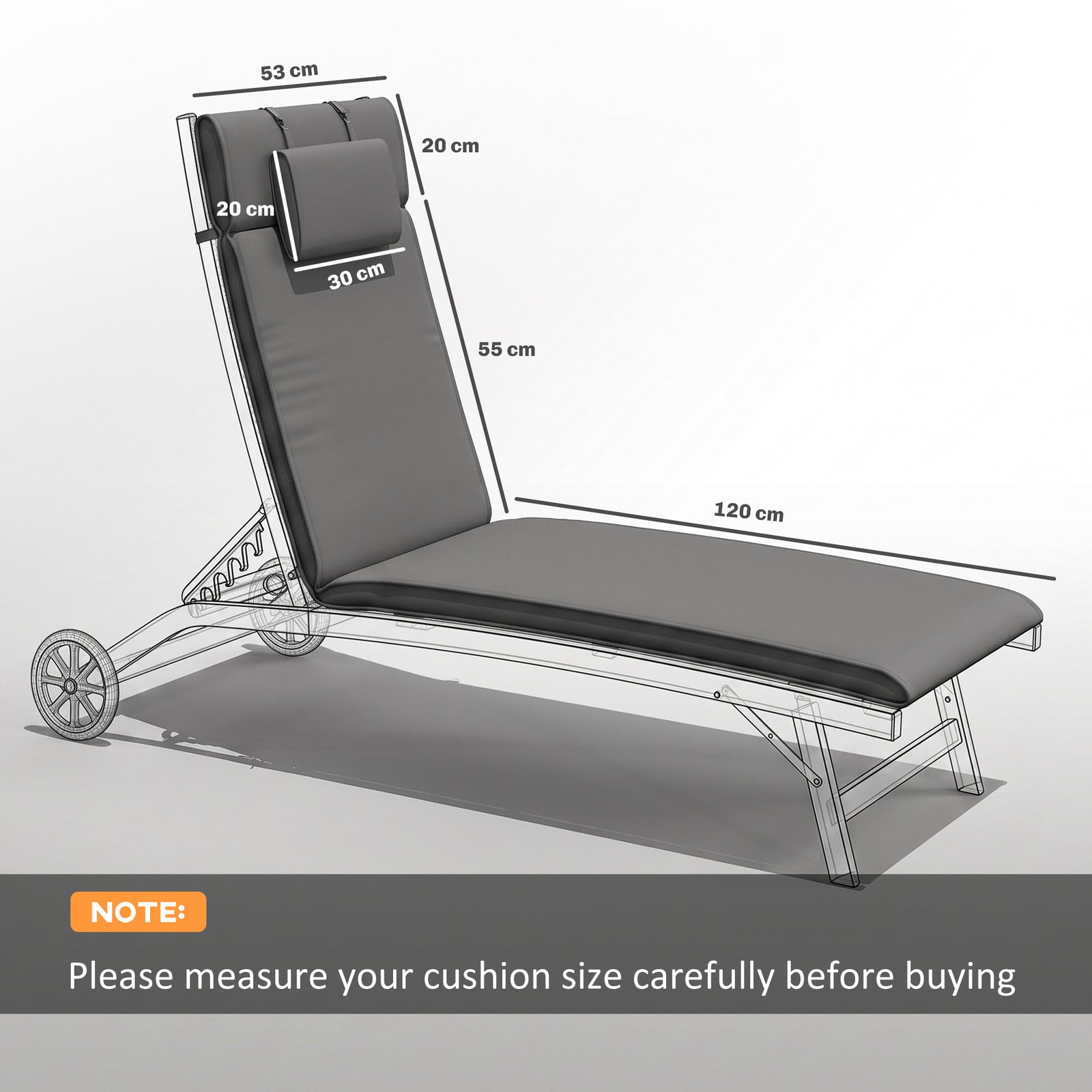 Garden Sun Lounger Cushion Replacement Soft Sunbed Reclining Chair Rel