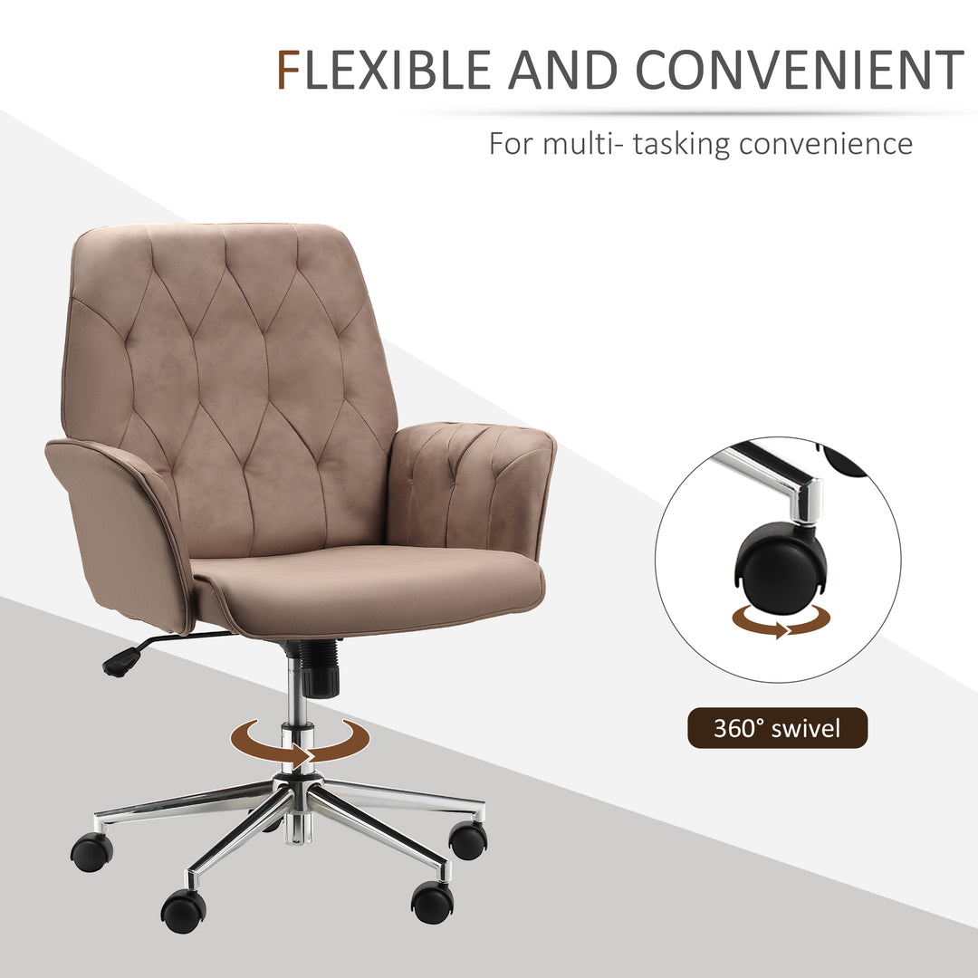 Office Desk Chair, Microfibre Vanity Chair with Height Adjustable, Armrest, Swivel Chair for Home, Coffee