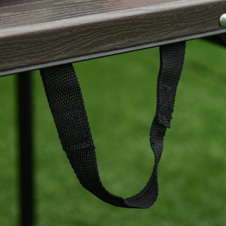 4FT Portable Metal Picnic Table, 22Lx61Wx53/71.5H cm-Black/Brown