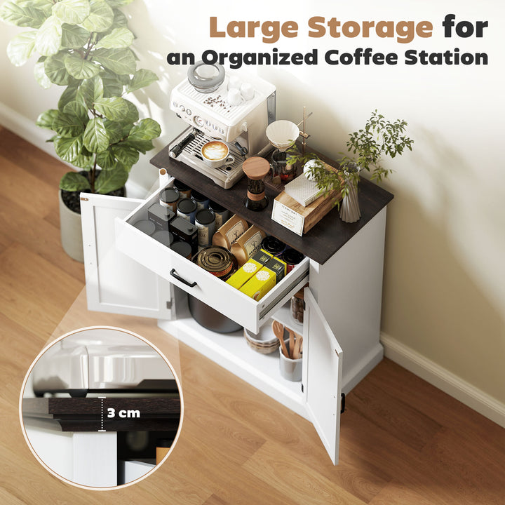 Farmhouse Sideboard with 3 cm Thick Top 2 Barn Doors - White
