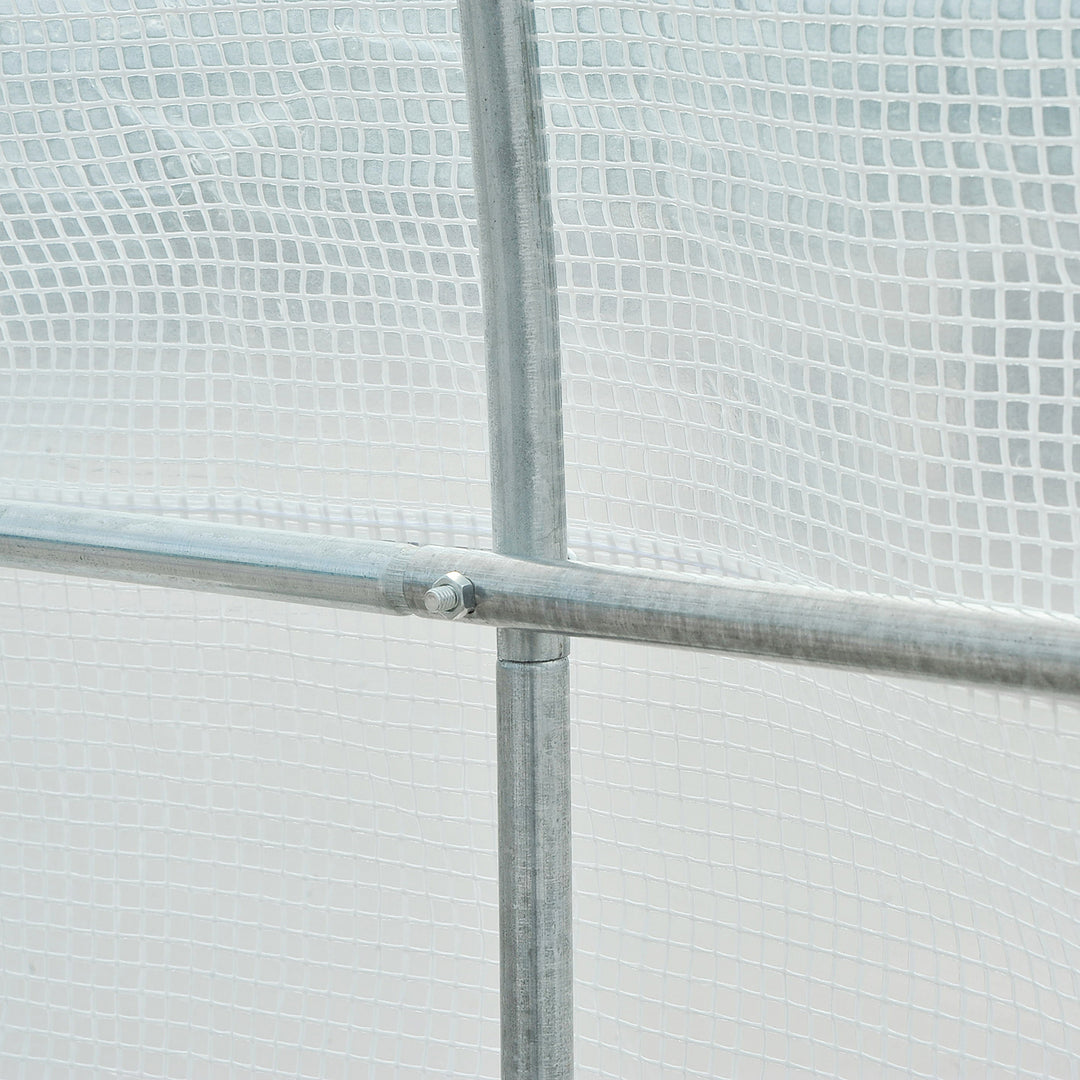 MCL 3.5 x 2 x 2 m Polytunnel Greenhouse, Walk-in Green House for Garden with Mesh Windows, Galvanised Steel Frame, White
