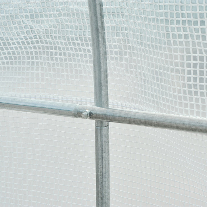 MCL 3.5 x 2 x 2 m Polytunnel Greenhouse, Walk-in Green House for Garden with Mesh Windows, Galvanised Steel Frame, White