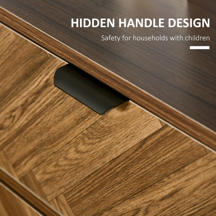 MCL Bedside Table with Two Drawers, Side Cabinet Storage Unit with Metal Handles, Organisation Furniture for Living Room, Bedroom, Walnut Brown