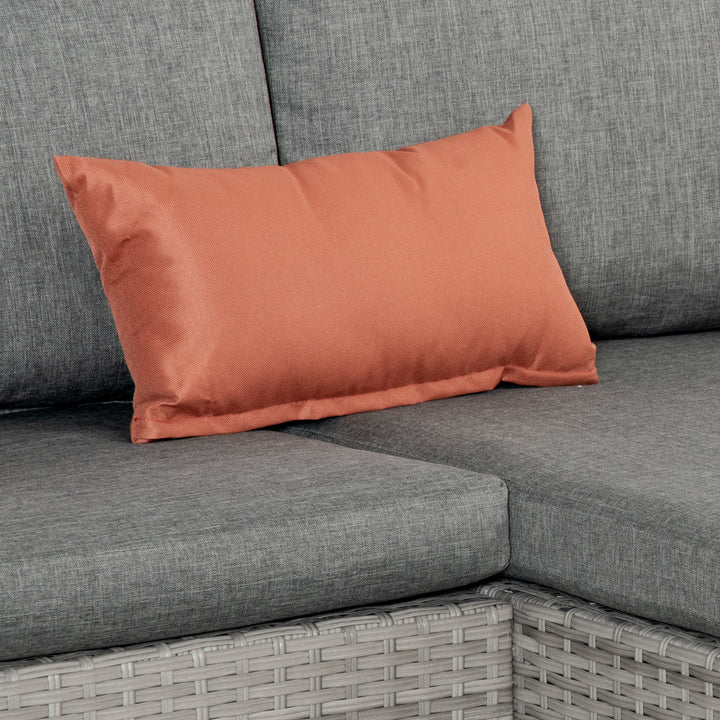 MCL 3 Pieces Outdoor PE Rattan Sofa Set, Patio Wicker Conversation Chaise Lounge Furniture w/ Tempered Glass Table-top & Soft Padded Cushion for Garden, Backyard, Lawn, Grey