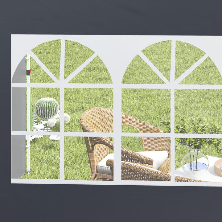3 Meters Gazebo Replaceable Exchangeable Side Panel Wall Panels Walls With Window, Dark Grey