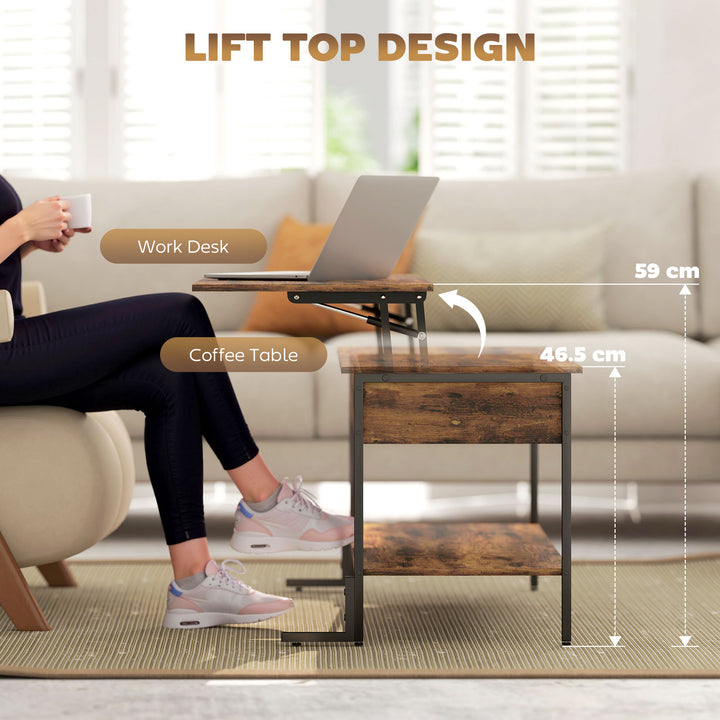 Lift-Top Coffee Table, with Storage - Rustic Brown